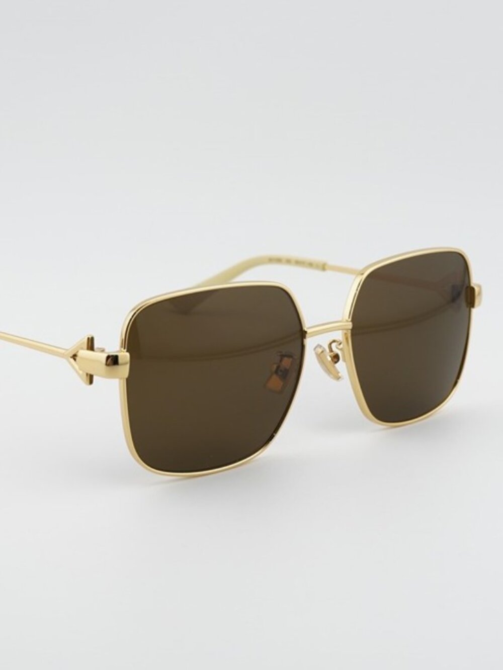 Bottega Veneta BV1199S 002 Sunglasses Gold Square Frame, Brown Lenses